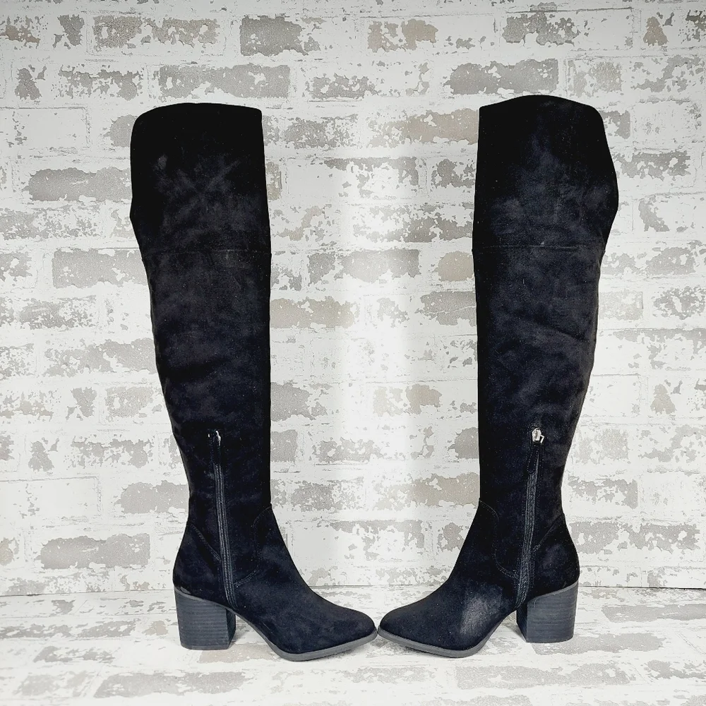 New BP. Luke Black Faux Suede Over-the-Knee Boots H677